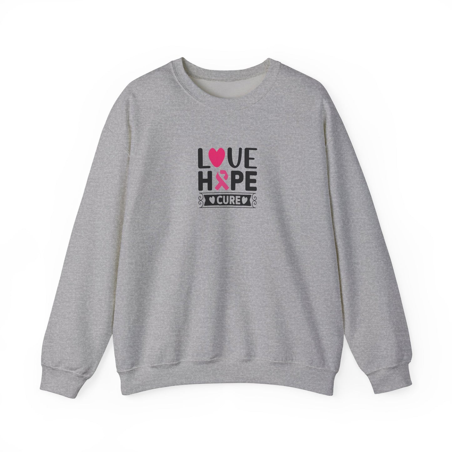 Unisex Heavy Blend™ Crewneck Sweatshirt: Love-Hope-Cure Breast Cancer