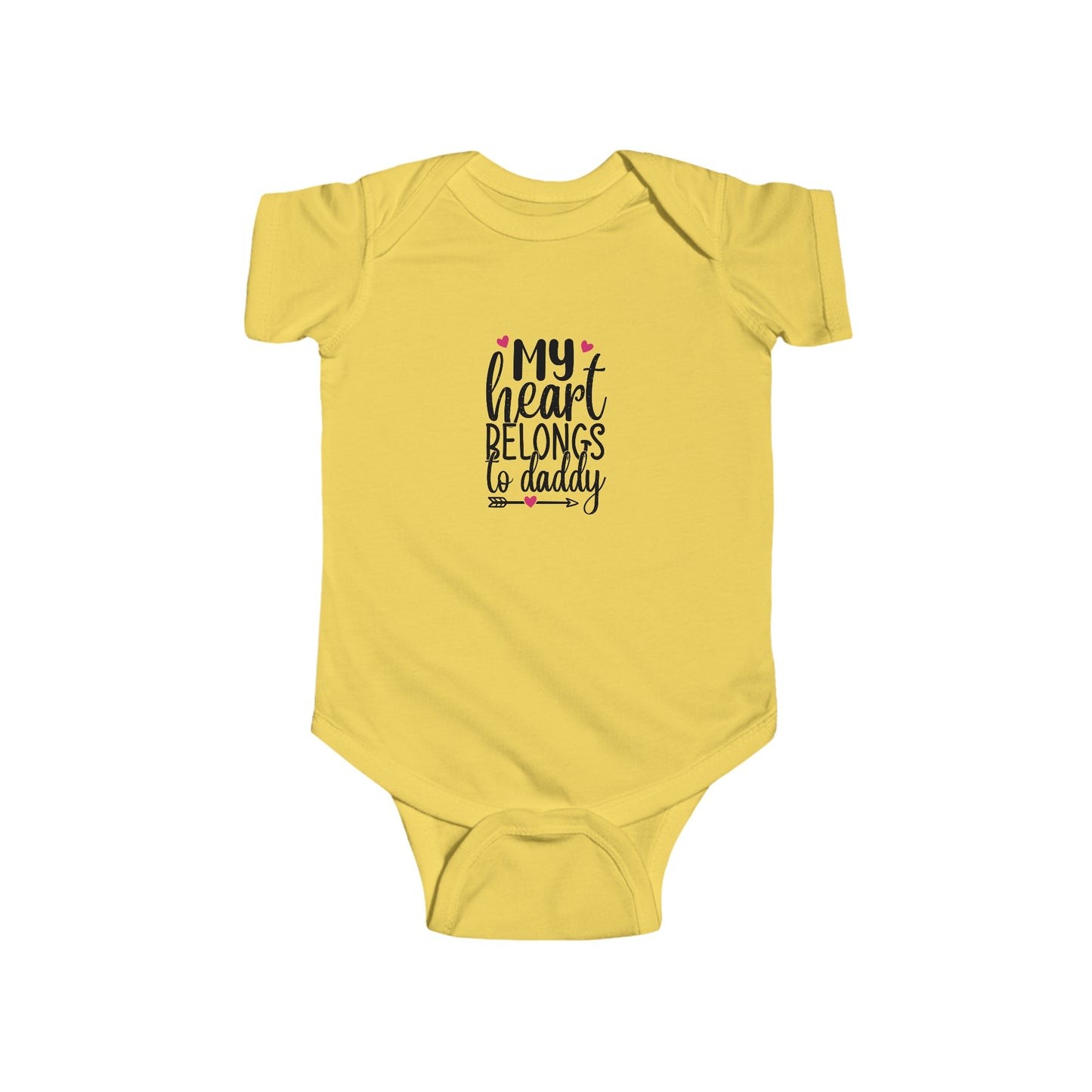 Infant Fine Jersey Onesie: Heart belongs to daddy onesie