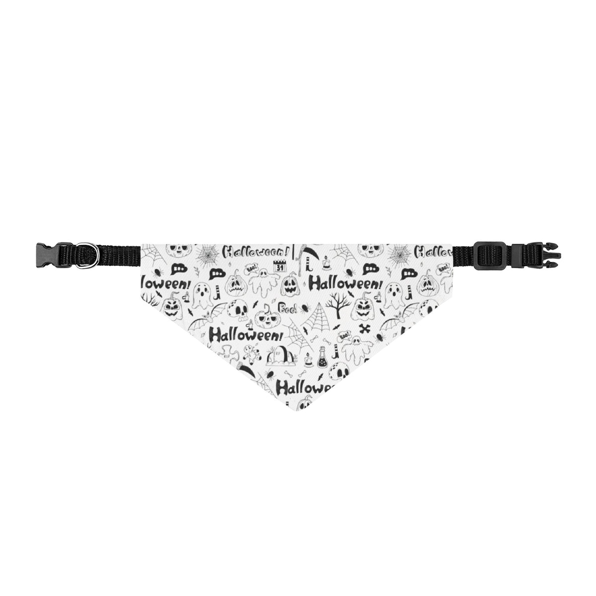 Halloween Clip-On Pet / Dog Bandana — Black & White Halloween