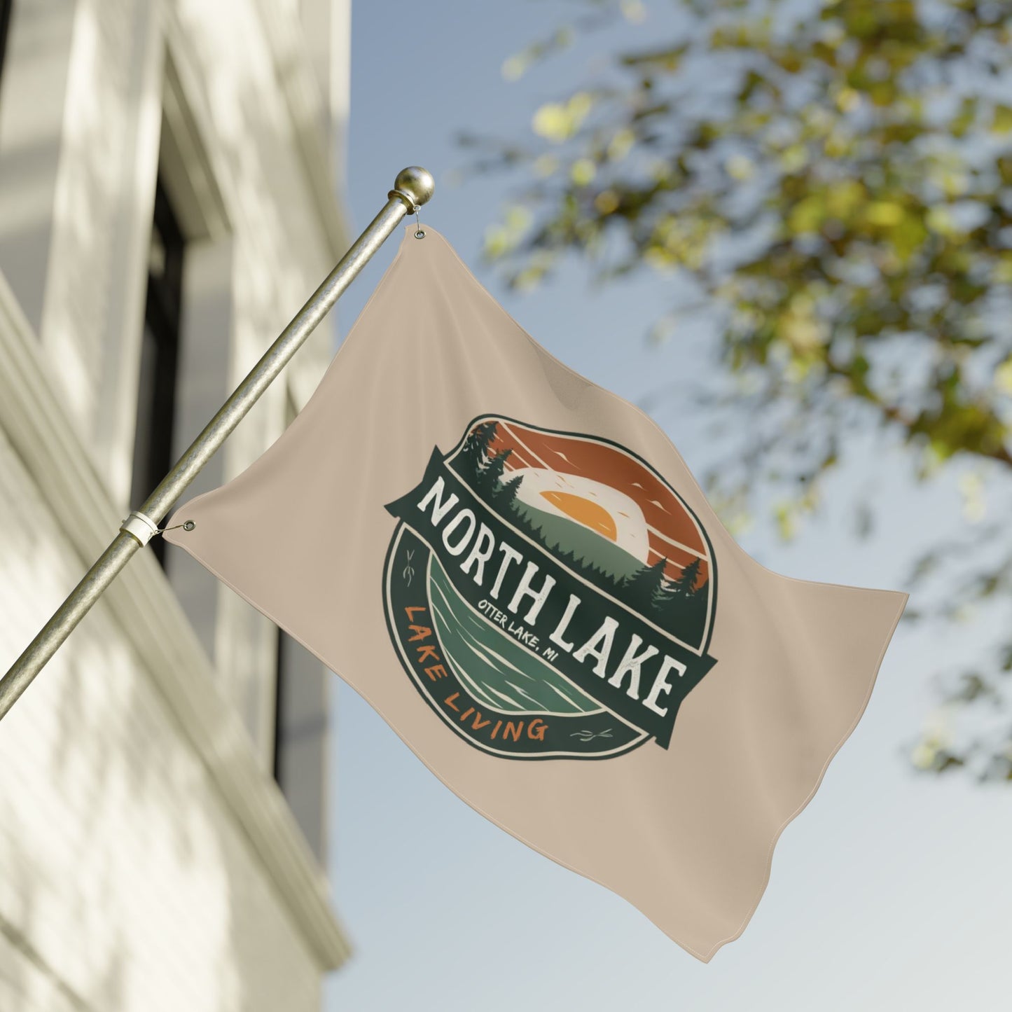 North Lake Flag — Double-Sided Vintage Sunset Graphic