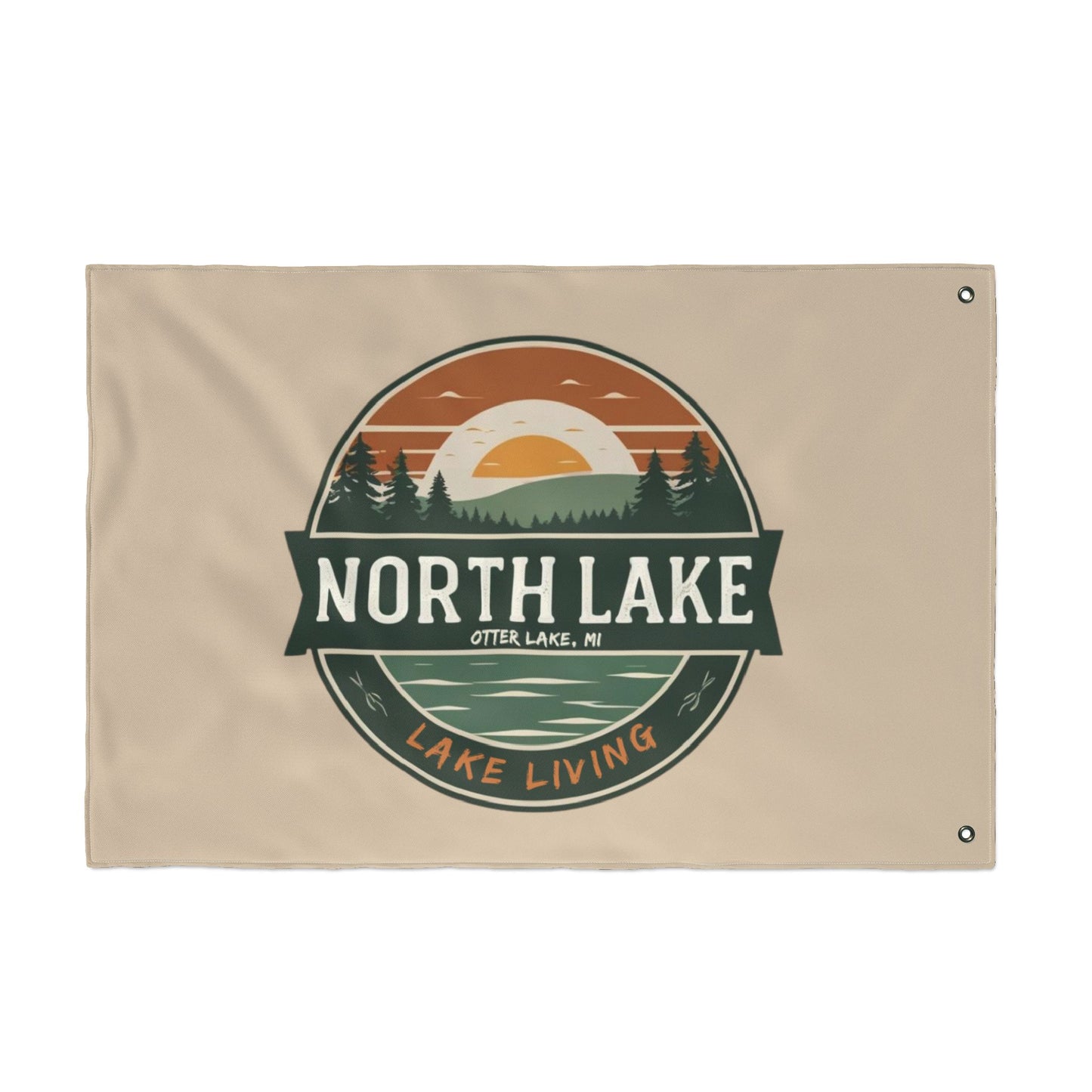 North Lake Flag — Double-Sided Vintage Sunset Graphic