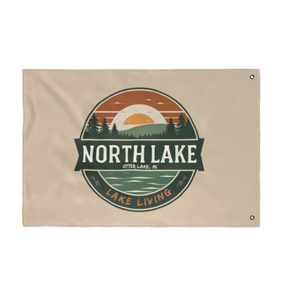North Lake Flag — Double-Sided Vintage Sunset Graphic
