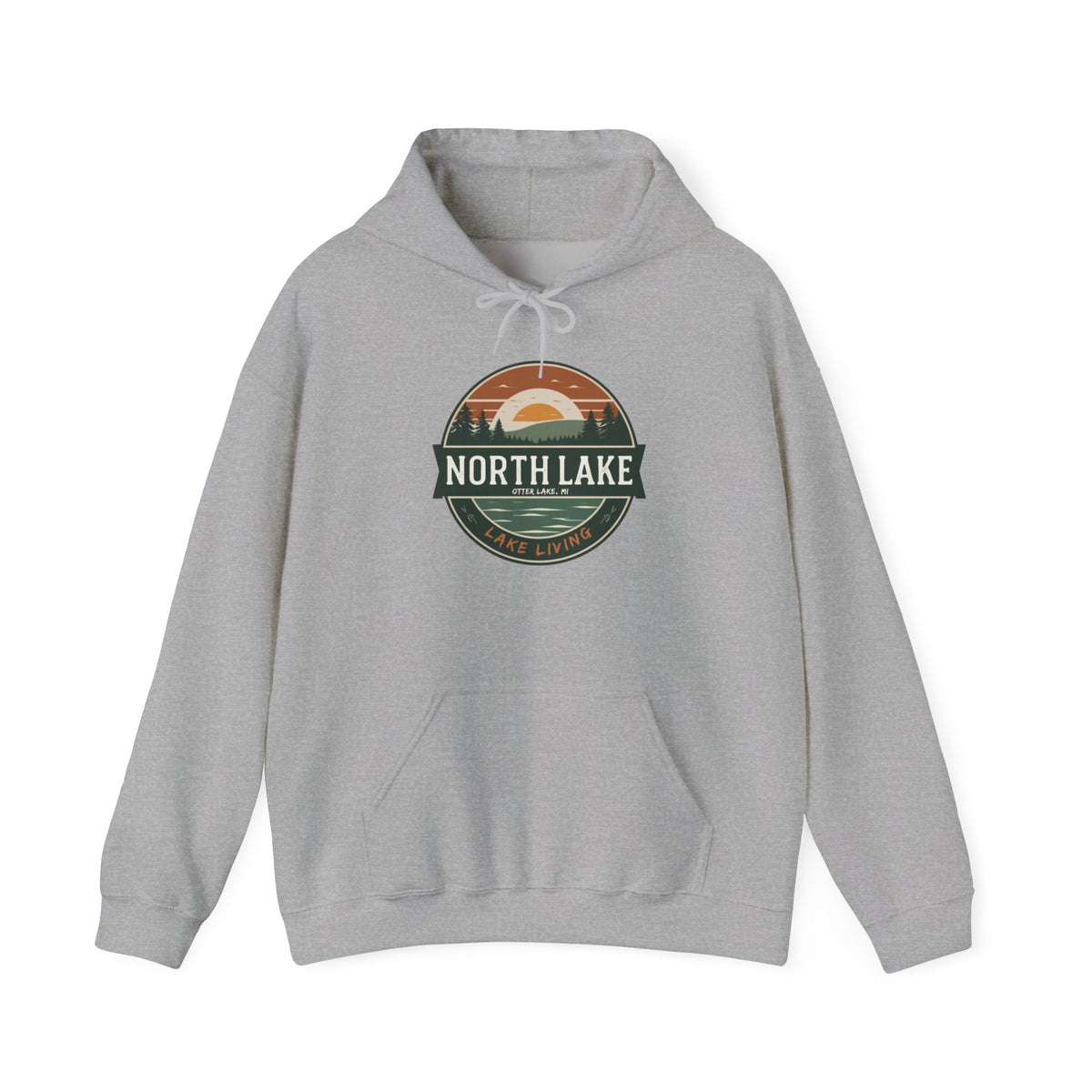 North Lake Sweatshirt (Hoodie) - Vintage Sunset Graphic