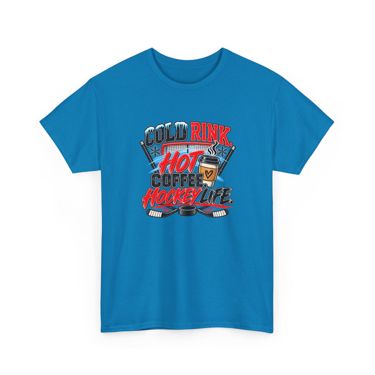 Hockey T-Shirt — Cold Rink, Hot Coffee, Hockey Life | Funny Hockey Parent Gift