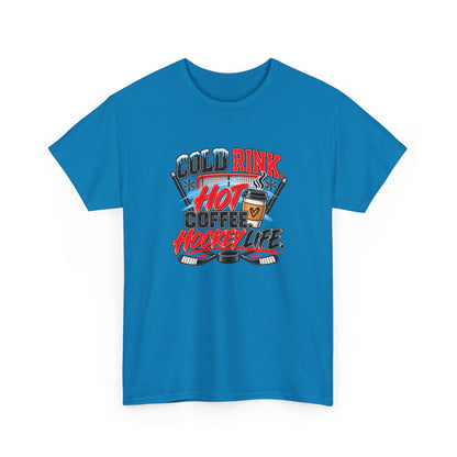 Hockey T-Shirt — Cold Rink, Hot Coffee, Hockey Life | Funny Hockey Parent Gift