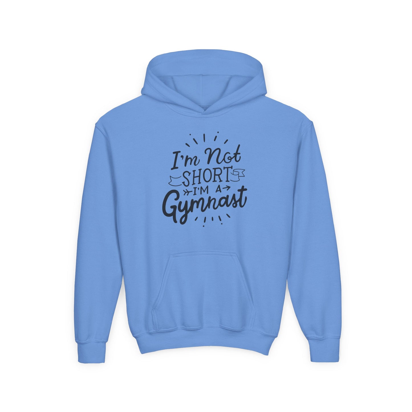Youth Heavy Blend Hooded Sweatshirt: Gymnastics-I'm not short