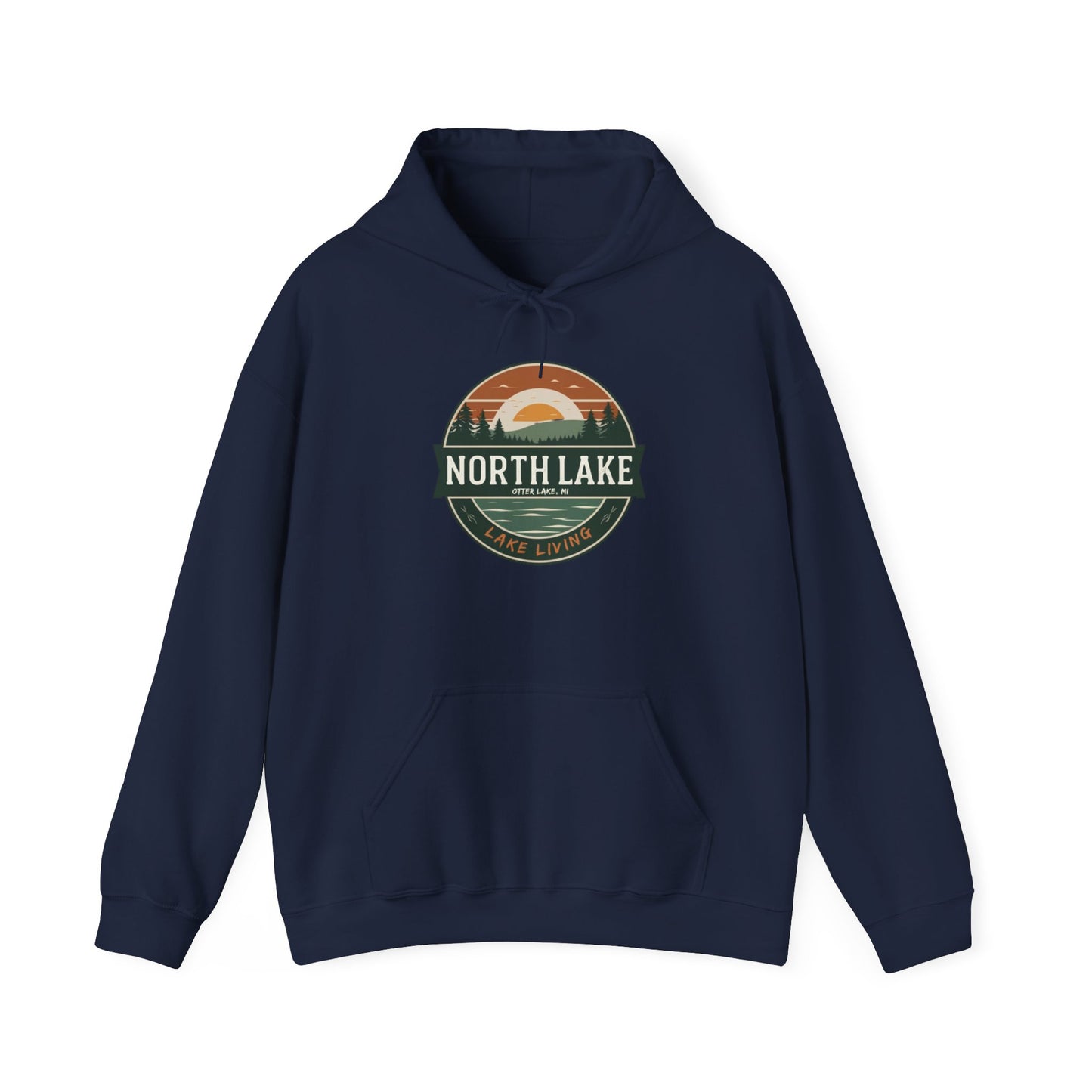North Lake Hoodie Sweatshirt - Vintage Sunset Graphic