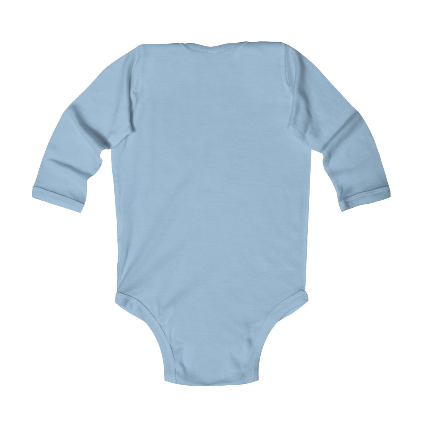 Infant Long Sleeve Onesie: I'm proof God answers prayers (blue star)
