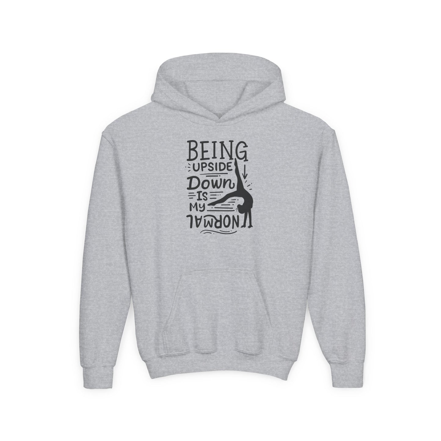 Youth Heavy Blend Hooded Sweatshirt: Gymnastics-Being upside down is my normal