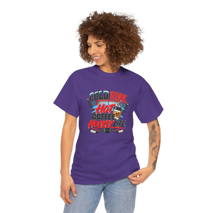 Hockey T-Shirt — Cold Rink, Hot Coffee, Hockey Life | Funny Hockey Parent Gift