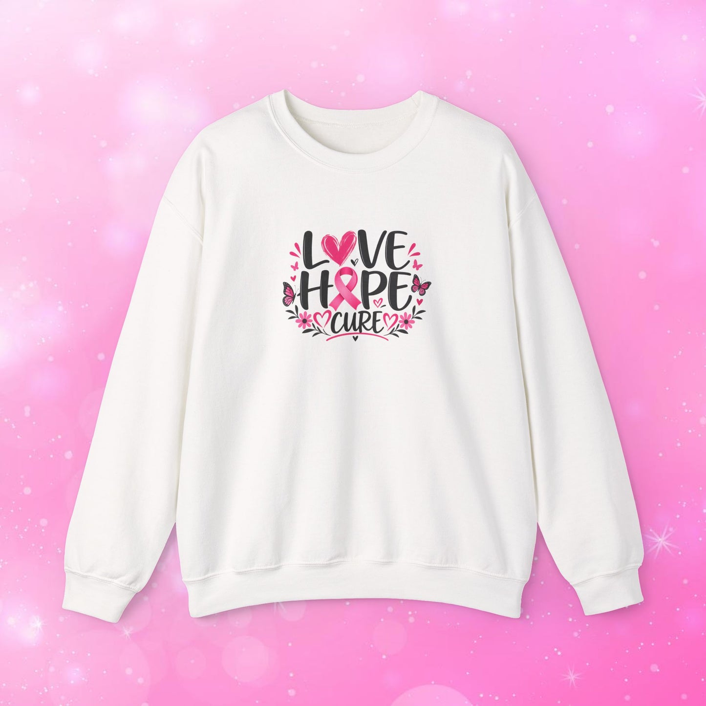 Unisex Heavy Blend Sweatshirt (Crewneck) - Breast Cancer - Love, Hope, Cure