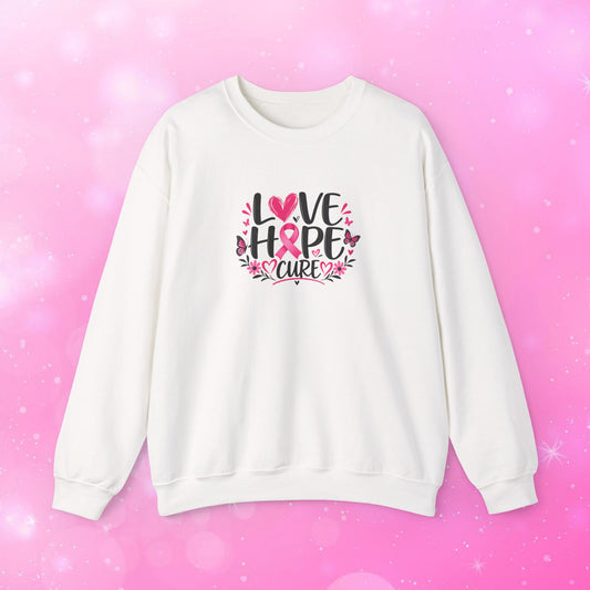 Unisex Heavy Blend Sweatshirt (Crewneck) - Breast Cancer - Love, Hope, Cure