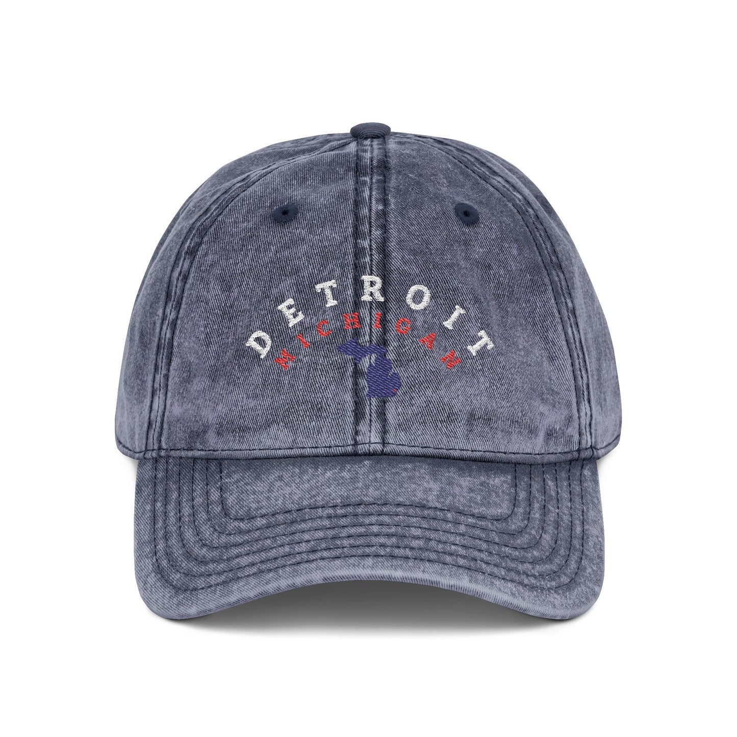 Vintage Distressed Embroidered Baseball Cap — Detroit, Michigan