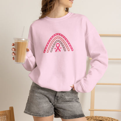 Unisex Heavy Blend Sweatshirt (Crewneck) - Breast Cancer Awareness Rainbow