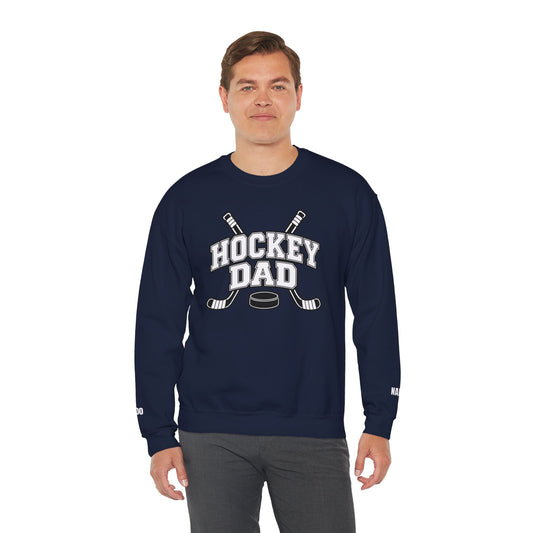 Hockey Dad Sweatshirt (Crewneck) — Personalized Player Name & Number | Travel Hockey Gift