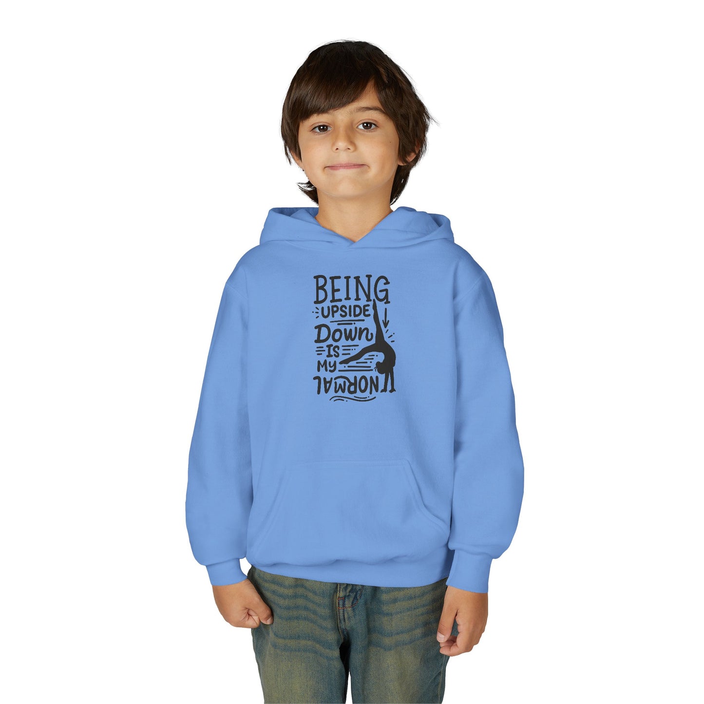 Youth Heavy Blend Hooded Sweatshirt: Gymnastics-Being upside down is my normal