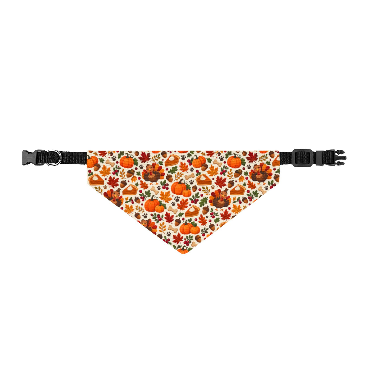 Thanksgiving Clip-On Pet / Dog Bandana - Fall Pumpkins, Pie, Turkey, Acorns, Pawprints, Dog bones