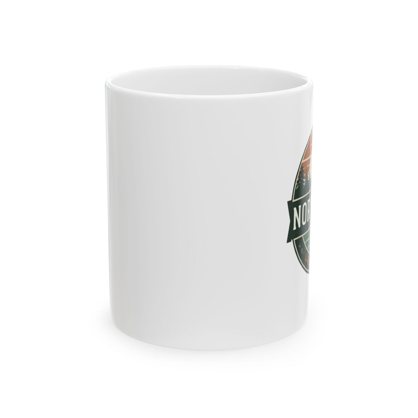 North Lake Ceramic Mug — Vintage Sunset Graphic (11oz & 15oz)