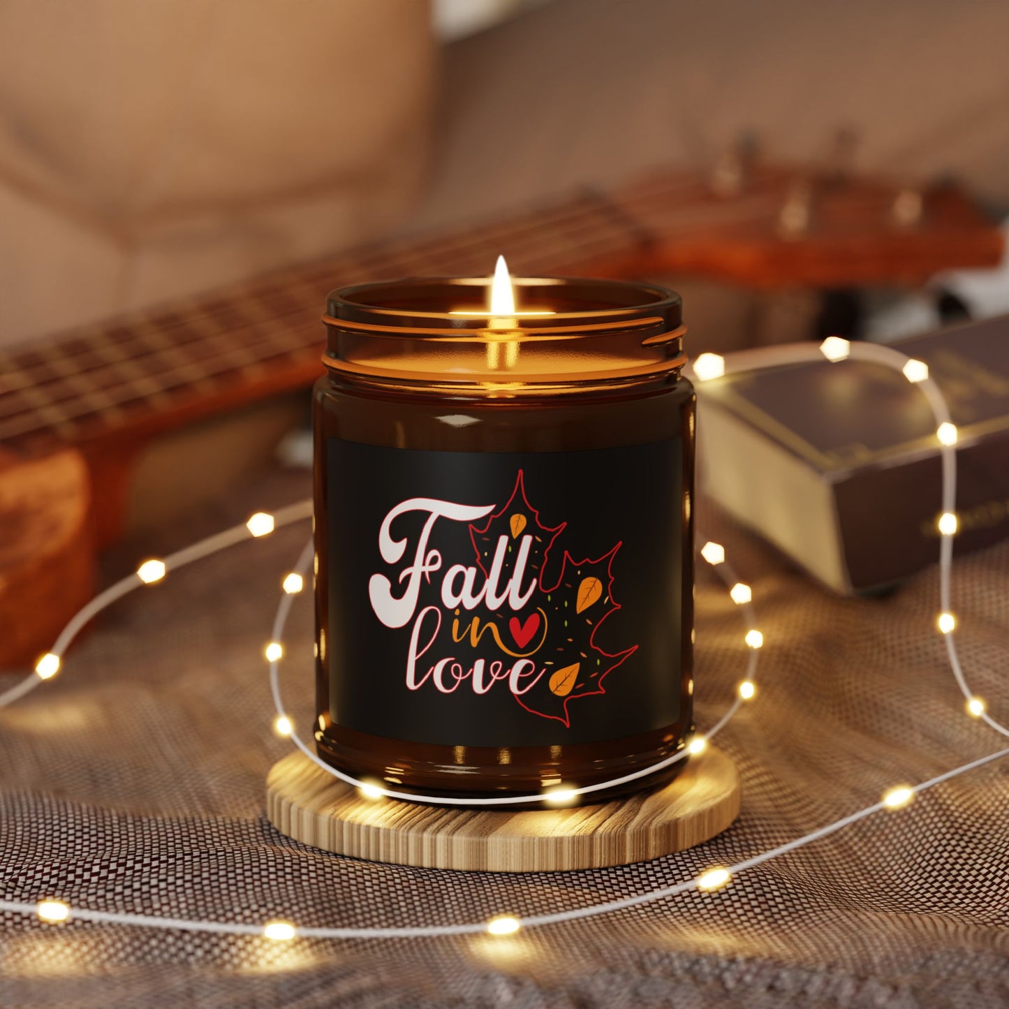Scented Soy Candle (Multi-Size, Amber Jar): Fall in Love (black)