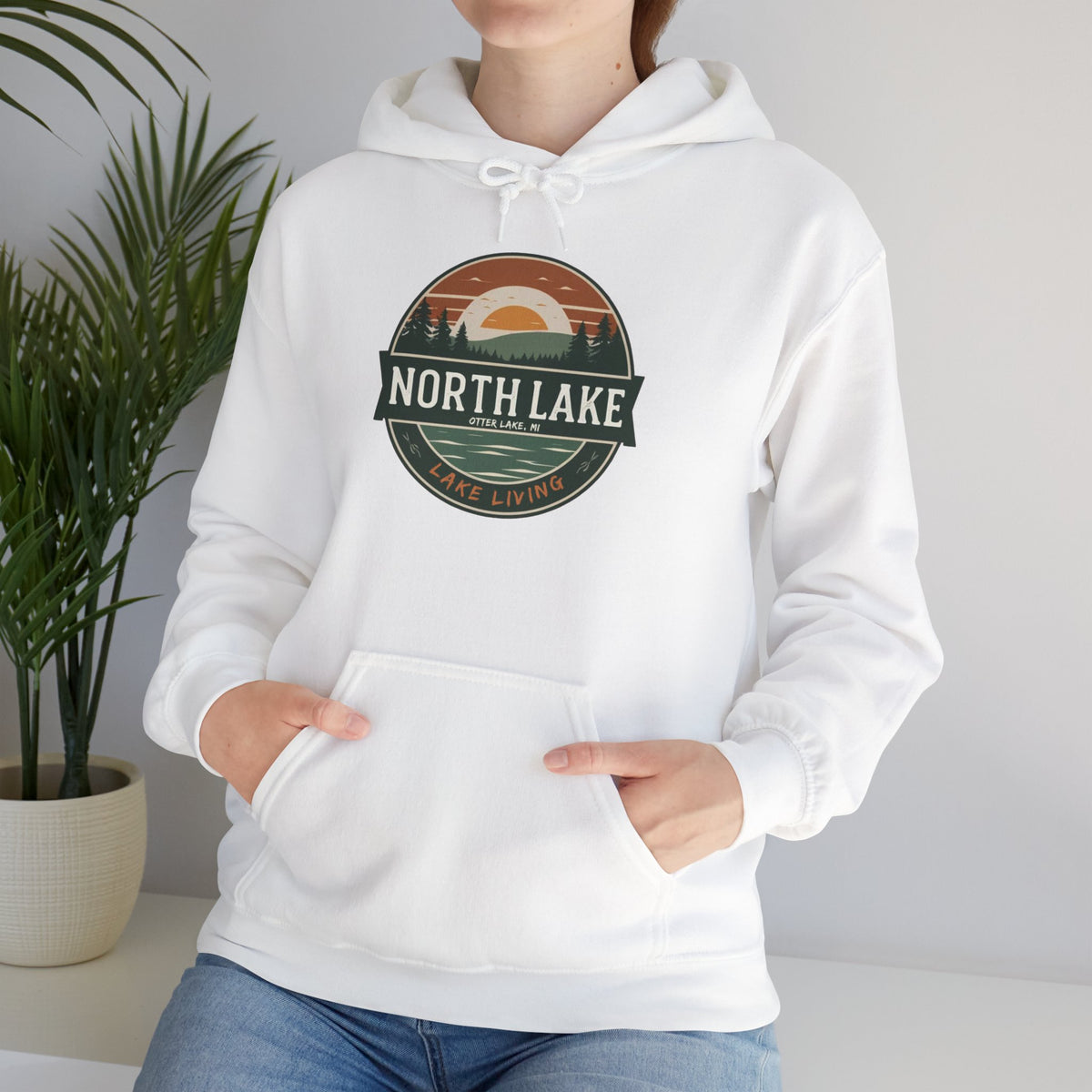 North Lake Sweatshirt (Hoodie) - Vintage Sunset Graphic