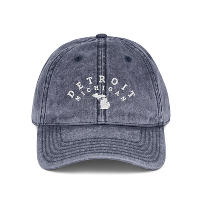 Baseball Cap — Vintage Distressed Embroidered - Detroit, Michigan (white lettering)