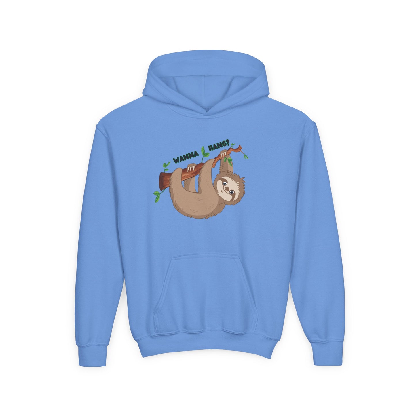 Youth Heavy Blend Hooded Sweatshirt: Sloth - Wanna hang?