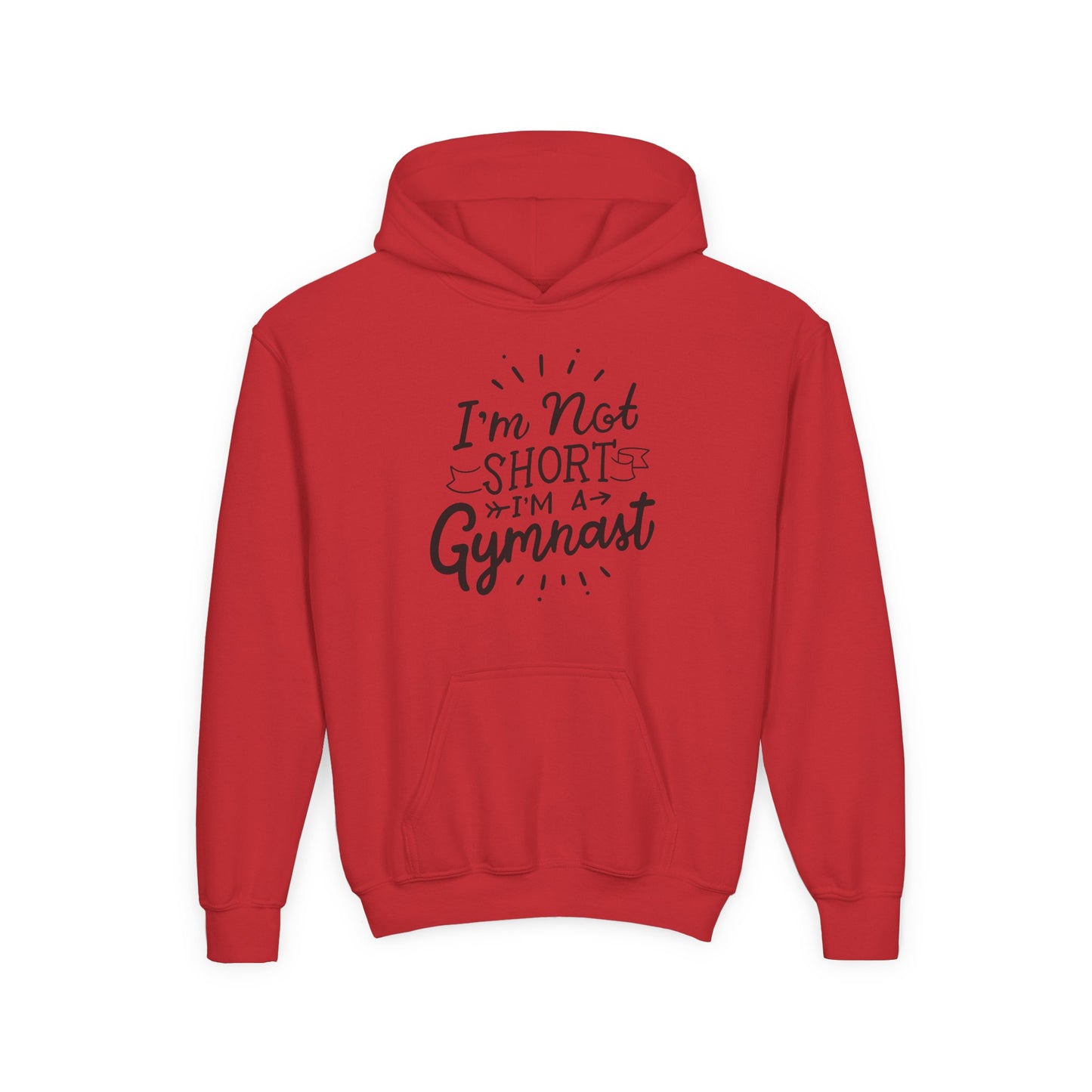 Youth Heavy Blend Hooded Sweatshirt: Gymnastics-I'm not short