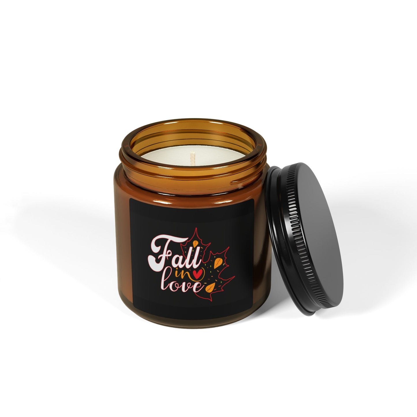 Scented Soy Candle (Multi-Size, Amber Jar): Fall in Love (black)