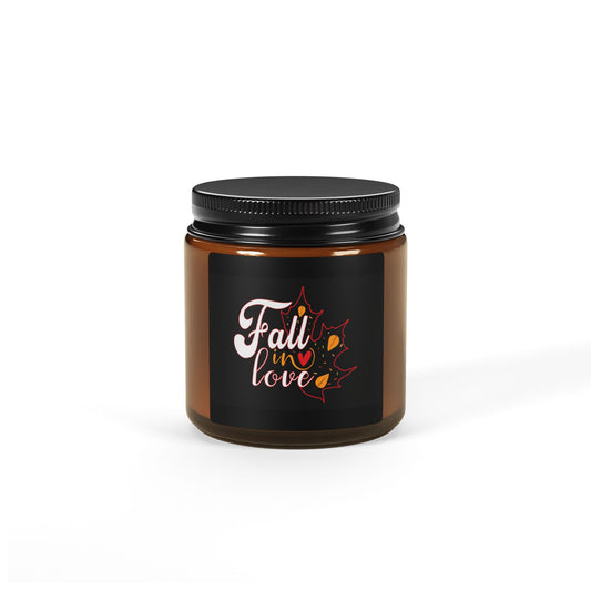 Scented Soy Candle (Multi-Size, Amber Jar): Fall in Love (black)