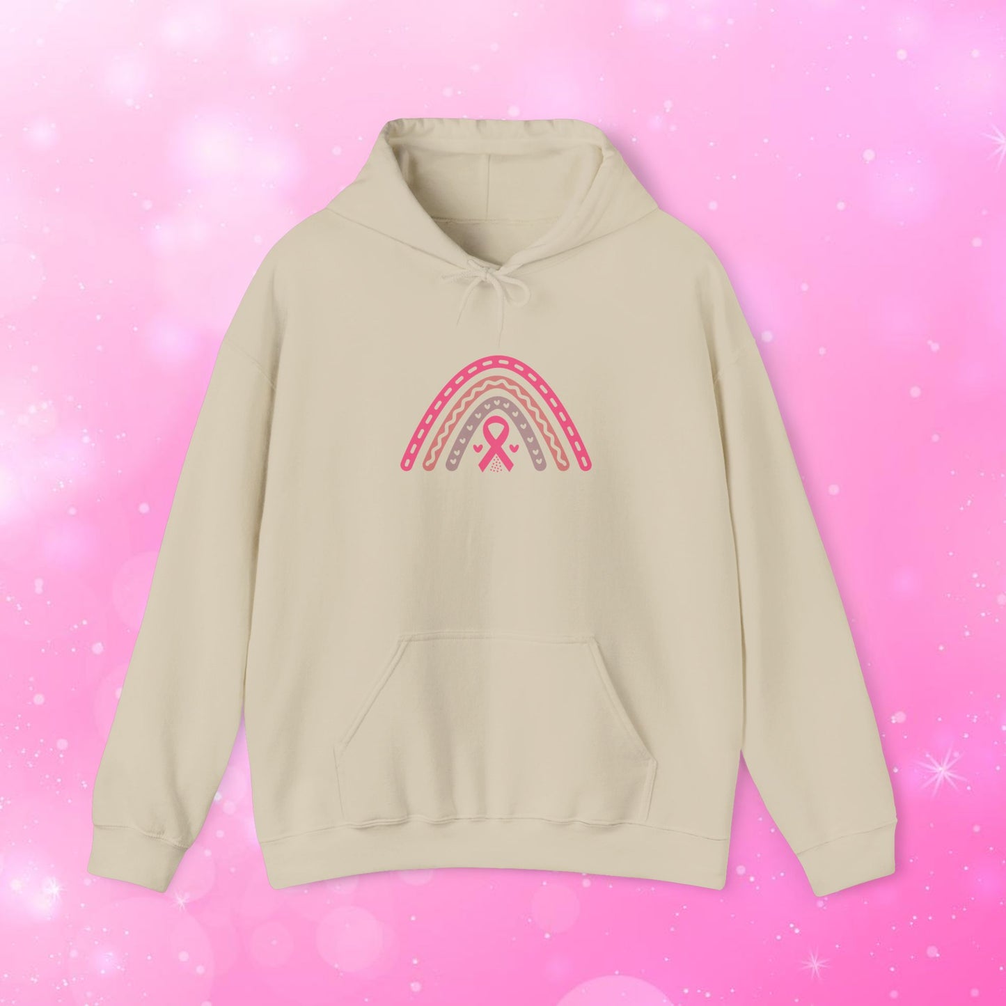 Unisex Heavy Blend Sweatshirt (Hoodie) - Breast Cancer Awareness Rainbow