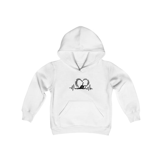 Youth Heavy Blend Hooded Sweatshirt: Gymnastics-Heartbeat