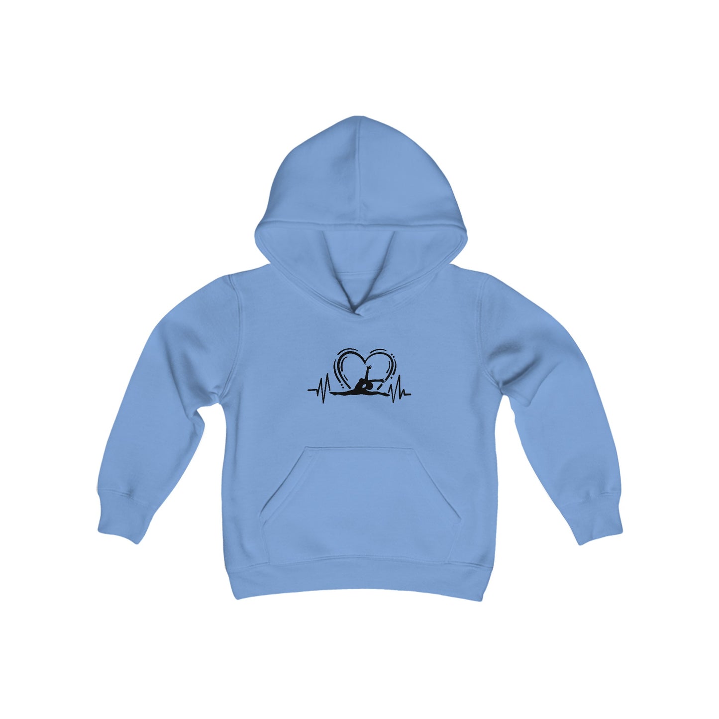 Youth Heavy Blend Hooded Sweatshirt: Gymnastics-Heartbeat
