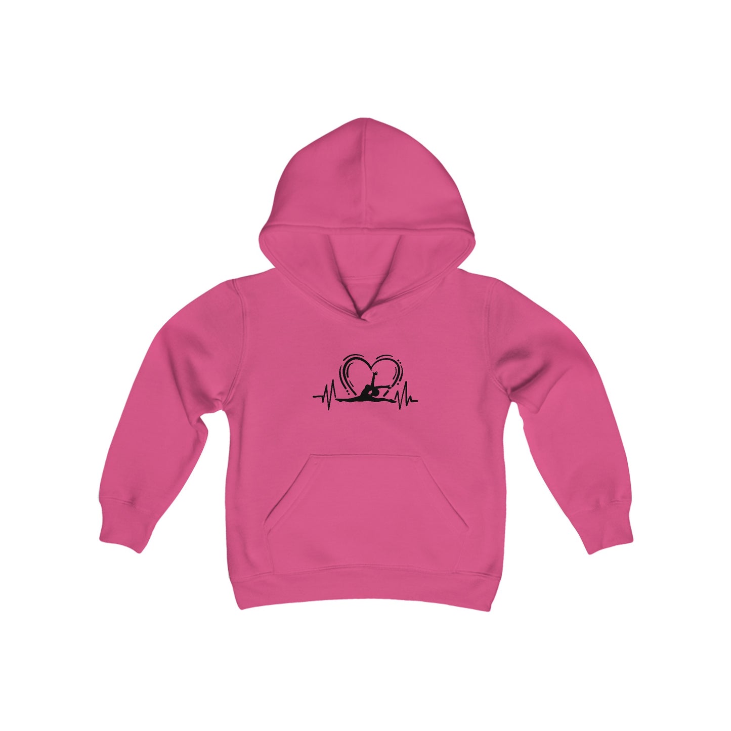 Youth Heavy Blend Hooded Sweatshirt: Gymnastics-Heartbeat