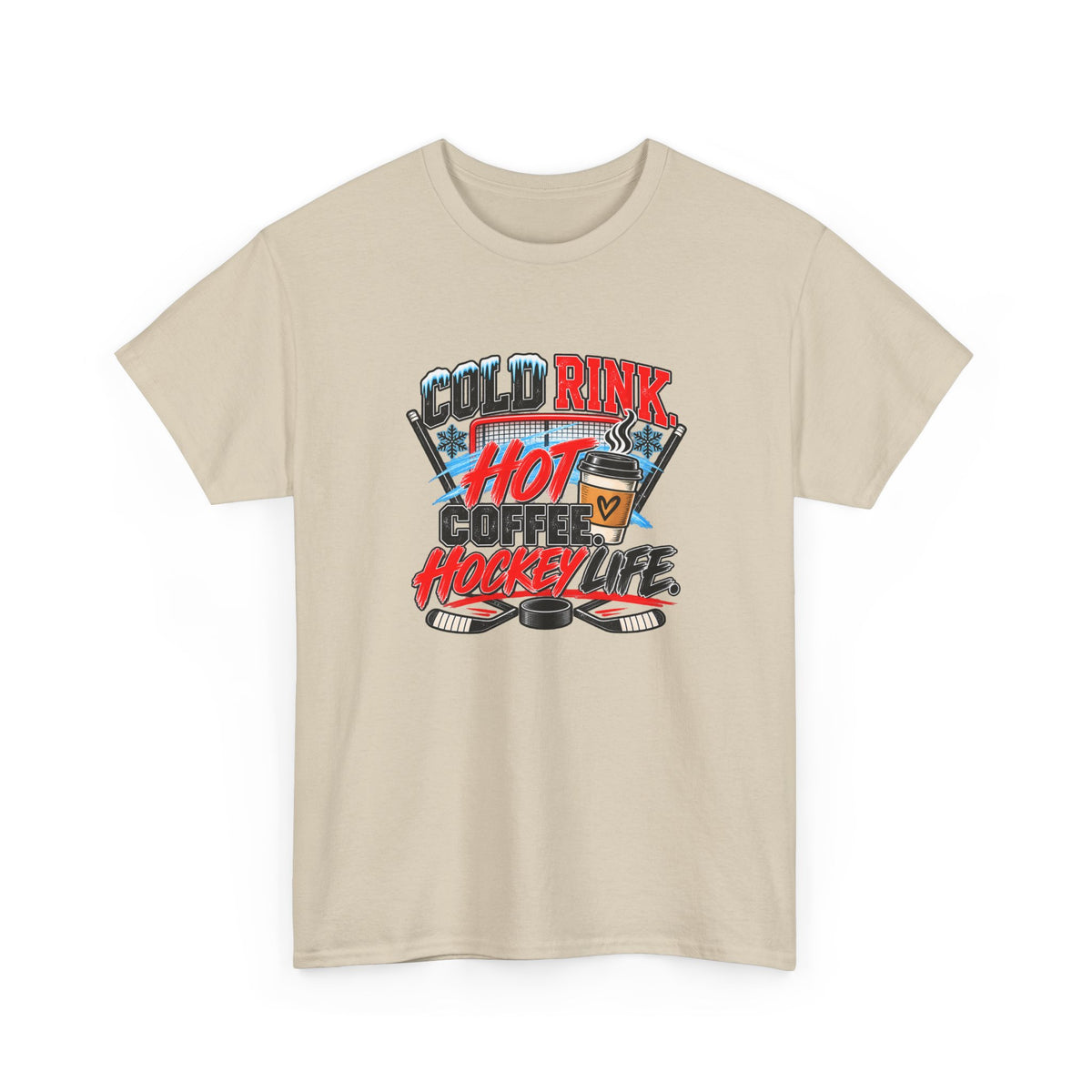 Hockey T-Shirt — Cold Rink, Hot Coffee, Hockey Life | Funny Hockey Parent Gift