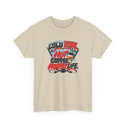 Hockey T-Shirt — Cold Rink, Hot Coffee, Hockey Life | Funny Hockey Parent Gift