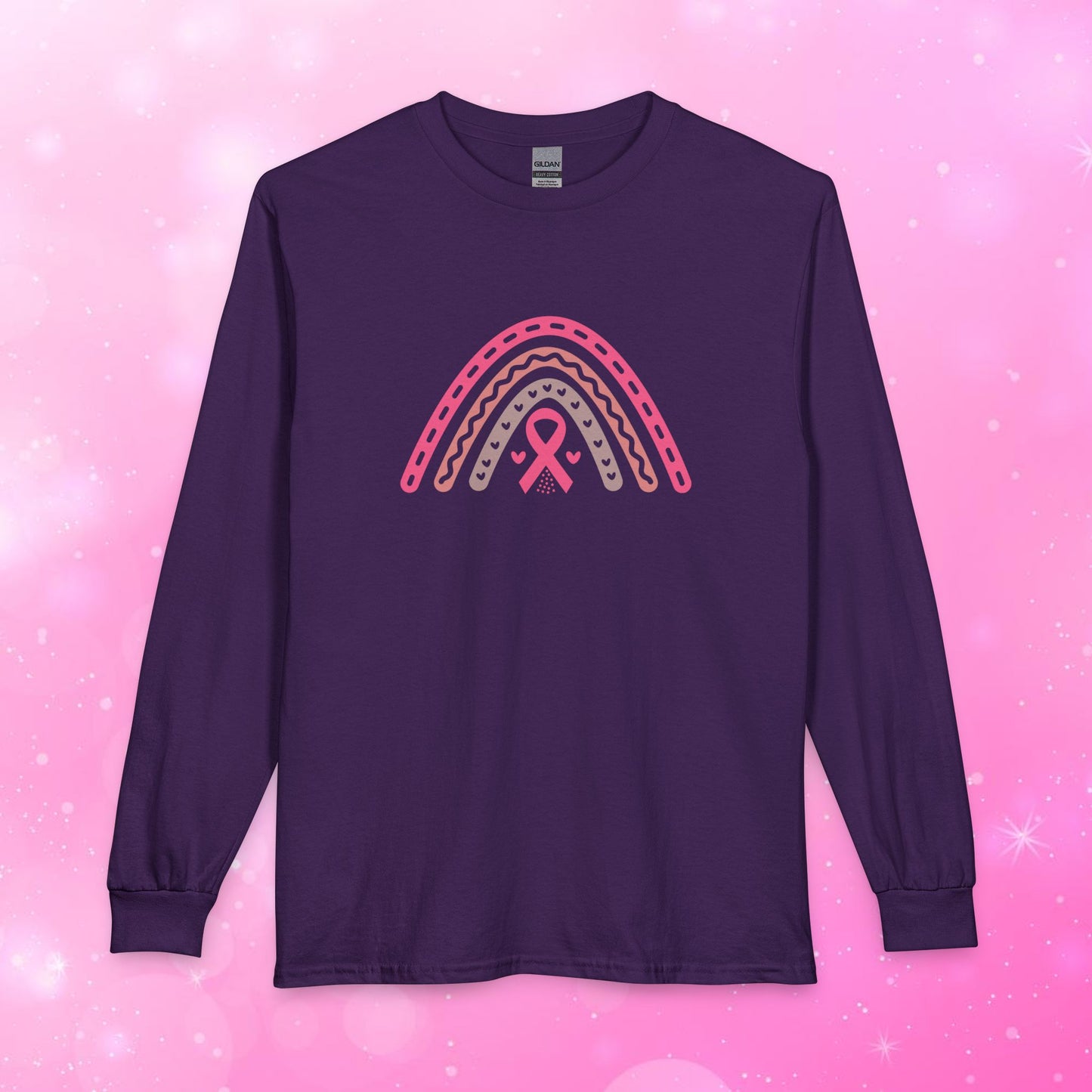 Unisex Long Sleeve Tee - Breast Cancer Awareness Rainbow
