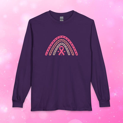 Unisex Long Sleeve Tee - Breast Cancer Awareness Rainbow