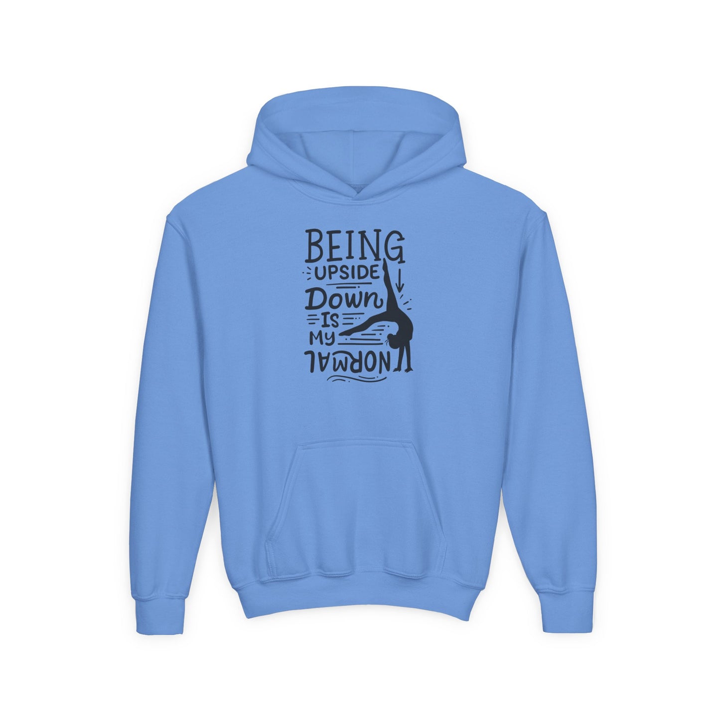 Youth Heavy Blend Hooded Sweatshirt: Gymnastics-Being upside down is my normal