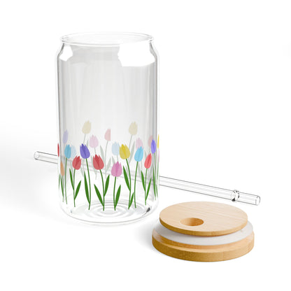Floral Sipper Glass – Tulips (16 oz)