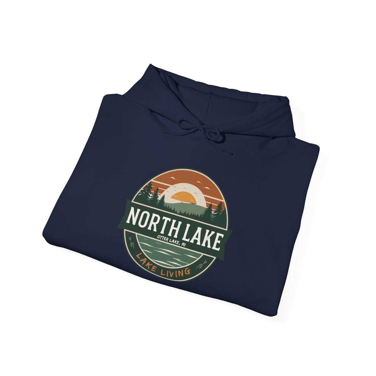 North Lake Hoodie Sweatshirt - Vintage Sunset Graphic