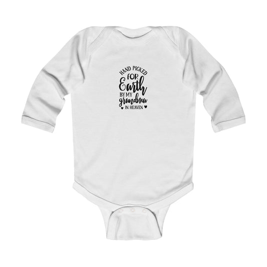 Infant Long Sleeve Bodysuit:  Handpicked for earth by my grandma in heaven