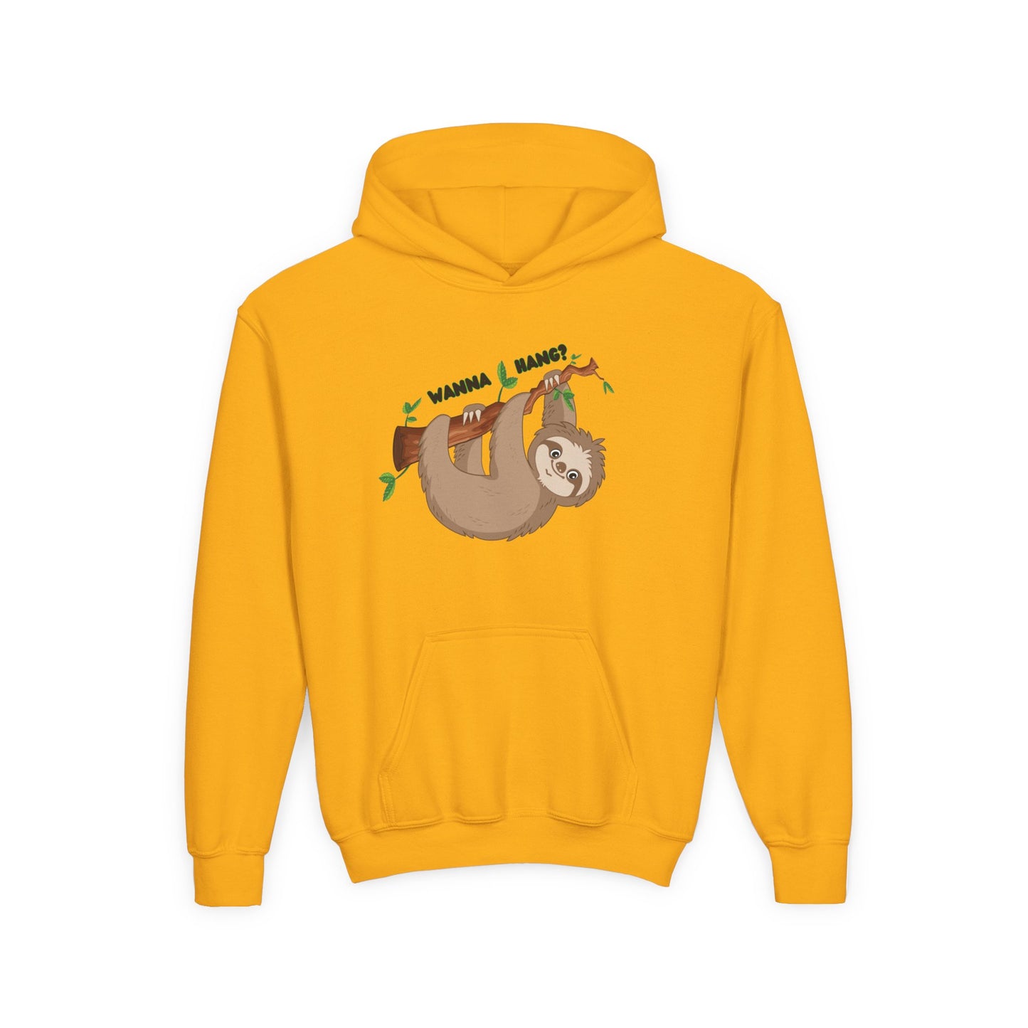 Youth Heavy Blend Hooded Sweatshirt: Sloth - Wanna hang?