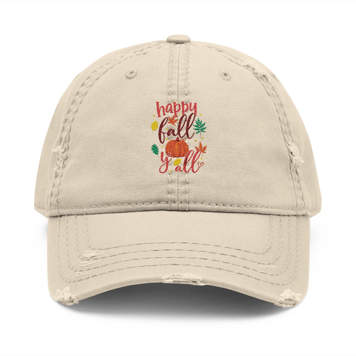 Baseball cap - Distressed / Embroidered - Happy Fall Y'all