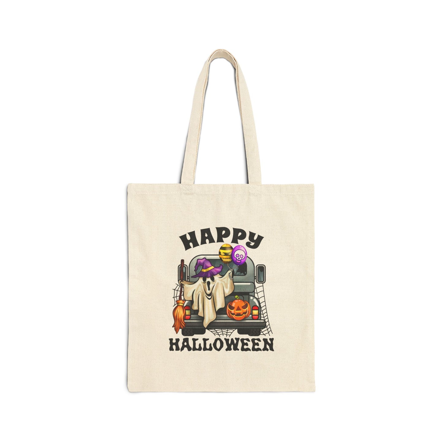 Halloween Trick-or-Treat Cotton Canvas Tote Bag - "Happy Halloween"