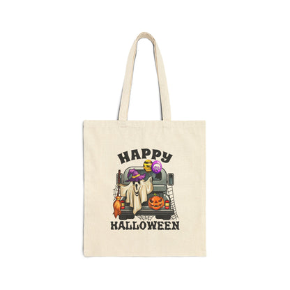 Halloween Trick-or-Treat Cotton Canvas Tote Bag - "Happy Halloween"