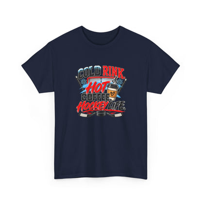 Hockey T-Shirt — Cold Rink, Hot Coffee, Hockey Life | Funny Hockey Parent Gift