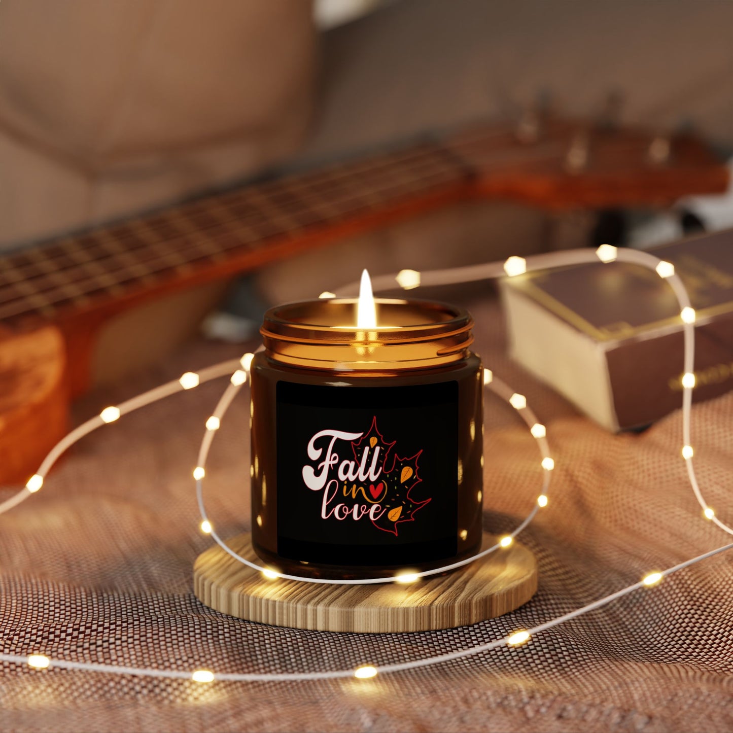 Scented Soy Candle (Multi-Size, Amber Jar): Fall in Love (black)