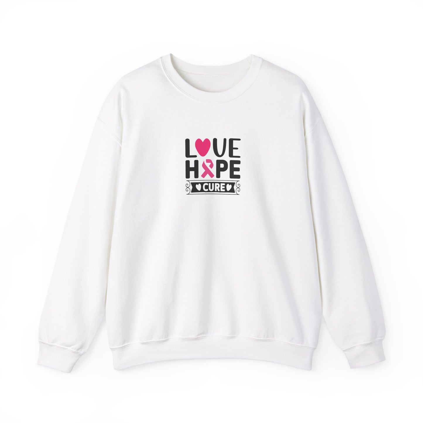 Unisex Heavy Blend™ Crewneck Sweatshirt: Love-Hope-Cure Breast Cancer