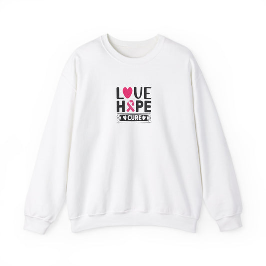 Unisex Heavy Blend™ Crewneck Sweatshirt: Love-Hope-Cure Breast Cancer