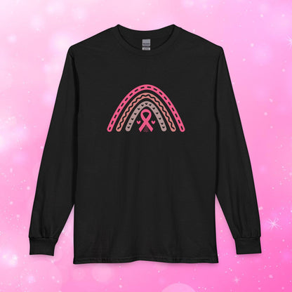 Unisex Long Sleeve Tee - Breast Cancer Awareness Rainbow